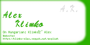 alex klimko business card